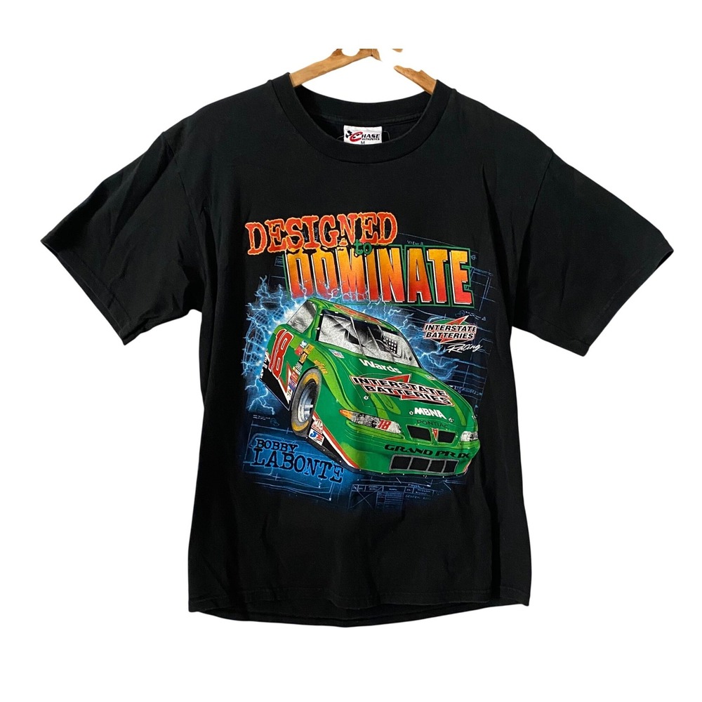 Vintage Bobby Labonte Chase Authentics NASCAR T-Shirt Mens Medium Black #18 90s
